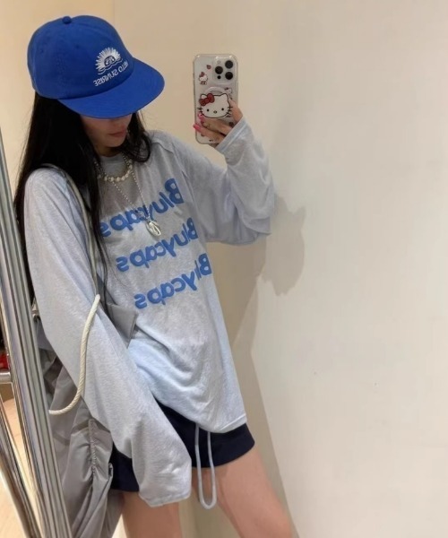 Ritzy(リッツィー)の「ロゴプリントシアールーズロングTシャツ(Tシャツ/カットソー・レディース・ブルー/ホワイト/イエロー・L/M)」の15枚目の写真