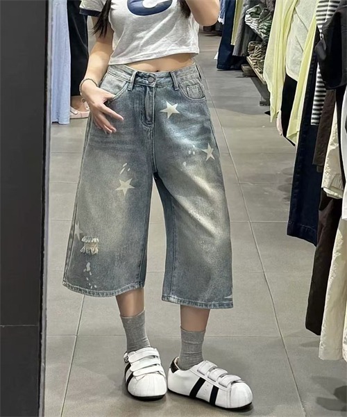 FREE STYLISTS（フリー スタイリスト）の「星柄7分丈デニムパンツ（デニムパンツ・レディース・ブルー・L/S/M/XS/XL/3XL/4XL/2XL）」の5枚目の写真