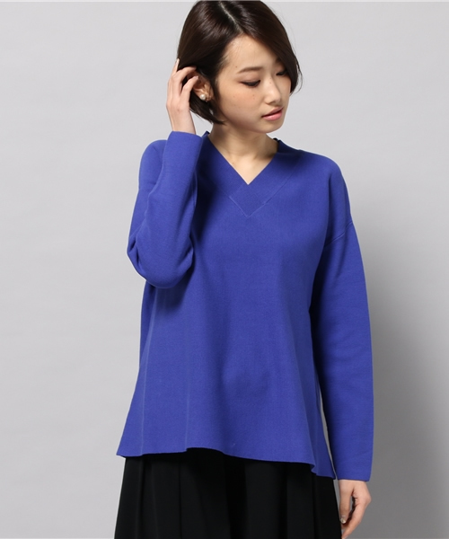 NOLLEY’S（ノーリーズ）の「14GミラノリブAラインVネックプルオーバーニット（ニット/セーター・レディース・オフホワイト/ロイヤルブルー/カーキ/レッド・36/38）」の8枚目の写真