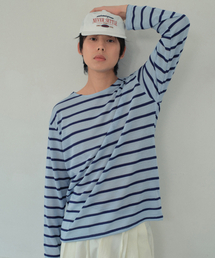 WEDNESDAY OASIS（ウェンズデーオアシス）の「ボンダイストライプロングスリーブTシャツ_LIGHT BLUE(WB6TP24)（Tシャツ/カットソー）」