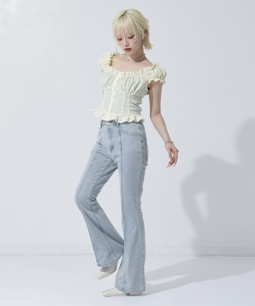 ANAP(アナップ)の「センタープレス フレアデニムパンツ(その他パンツ・レディース・インディゴブルー/クリア/ブルー・S/M)」の17枚目の写真