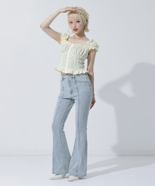 ANAP(アナップ)の「センタープレス フレアデニムパンツ(その他パンツ・レディース・インディゴブルー/クリア/ブルー・S/M)」の18枚目の写真