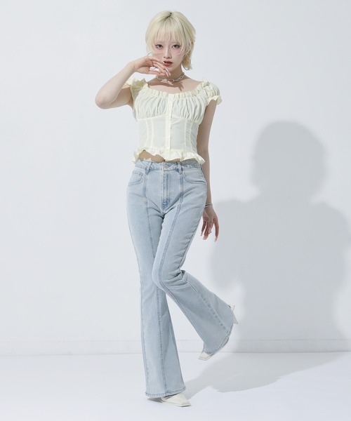 ANAP(アナップ)の「センタープレス フレアデニムパンツ(その他パンツ・レディース・インディゴブルー/クリア/ブルー・S/M)」の19枚目の写真