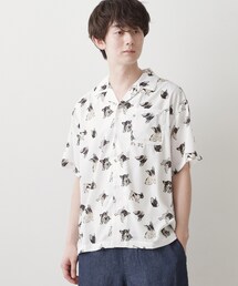 【洗える】ドッグモチーフプリントシャツ