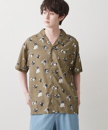 【洗える】ドッグモチーフプリントシャツ
