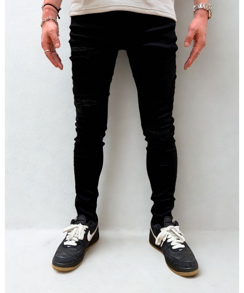 COOK JEANS（クックジーンズ）の「ダメージ加工スキニーパンツ（その他パンツ・メンズ・ブラック・SMALL/MEDIUM/LARGE/X-LARGE/XX-LARGE）」の5枚目の写真