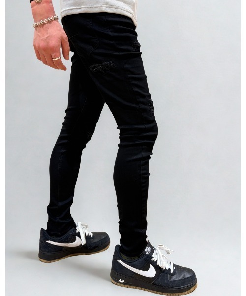 COOK JEANS（クックジーンズ）の「ダメージ加工スキニーパンツ（その他パンツ・メンズ・ブラック・SMALL/MEDIUM/LARGE/X-LARGE/XX-LARGE）」の4枚目の写真
