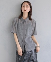 【&ｇ'aime 】フェザーハーフスリーブシャツ　Feather Half-Sleeve Shirt