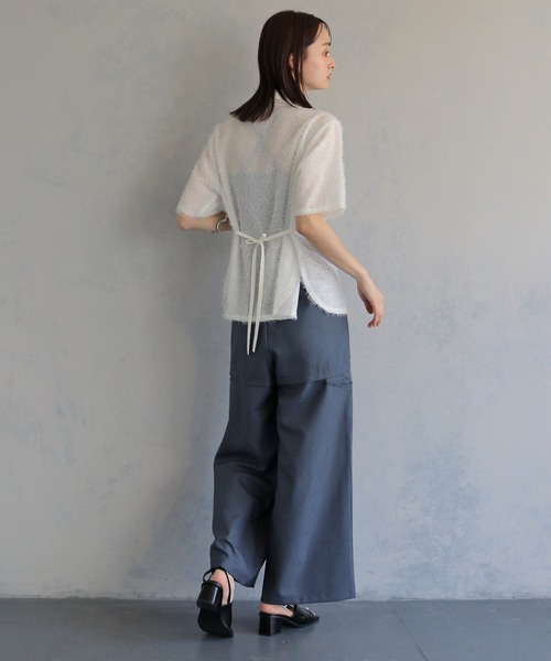&g'aime(アンジェム)の「【&g'aime 】フェザーハーフスリーブシャツ Feather Half-Sleeve Shirt(シャツ/ブラウス・レディース・ブラック/グレー/ホワイト・FREE)」の13枚目の写真