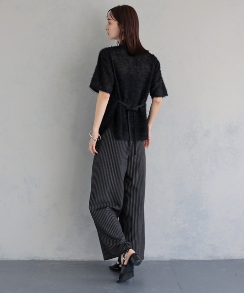 &g'aime(アンジェム)の「【&g'aime 】フェザーハーフスリーブシャツ Feather Half-Sleeve Shirt(シャツ/ブラウス・レディース・ブラック/グレー/ホワイト・FREE)」の22枚目の写真