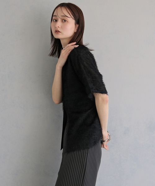 &g'aime(アンジェム)の「【&g'aime 】フェザーハーフスリーブシャツ Feather Half-Sleeve Shirt(シャツ/ブラウス・レディース・ブラック/グレー/ホワイト・FREE)」の18枚目の写真