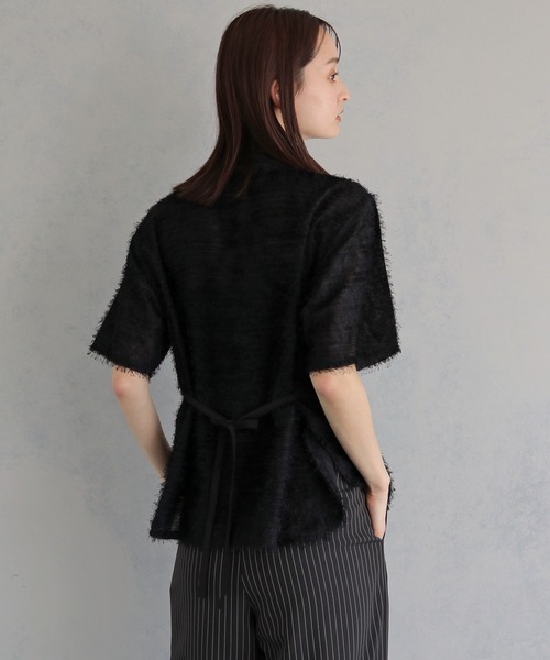 &g'aime(アンジェム)の「【&g'aime 】フェザーハーフスリーブシャツ Feather Half-Sleeve Shirt(シャツ/ブラウス・レディース・ブラック/グレー/ホワイト・FREE)」の20枚目の写真