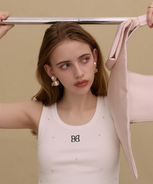 EIMY ISTOIRE(エイミーイストワール)の「PAPILLON BIJOU TANKTOP(タンクトップ・レディース・ブラック/ライトピンク/グレー/ホワイト・F)」の7枚目の写真
