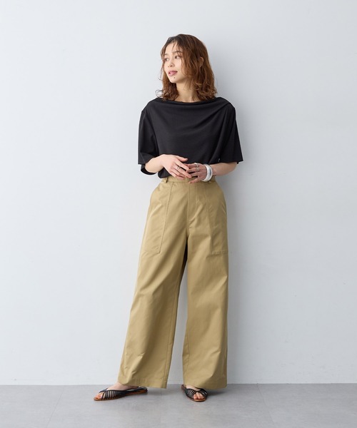 anyfee(エニフィー)の「【anyfee/大きいサイズ】ドレープリブTシャツ(Tシャツ/カットソー・レディース・ブラック/オフホワイト・LL1/3L1/4L1/5L1)」の22枚目の写真
