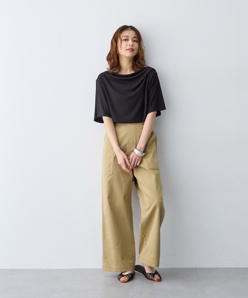 anyfee(エニフィー)の「【anyfee/大きいサイズ】ドレープリブTシャツ(Tシャツ/カットソー・レディース・ブラック/オフホワイト・LL1/3L1/4L1/5L1)」の21枚目の写真
