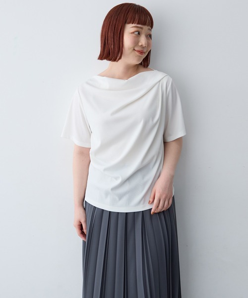 anyfee(エニフィー)の「【anyfee/大きいサイズ】ドレープリブTシャツ(Tシャツ/カットソー・レディース・ブラック/オフホワイト・LL1/3L1/4L1/5L1)」の19枚目の写真