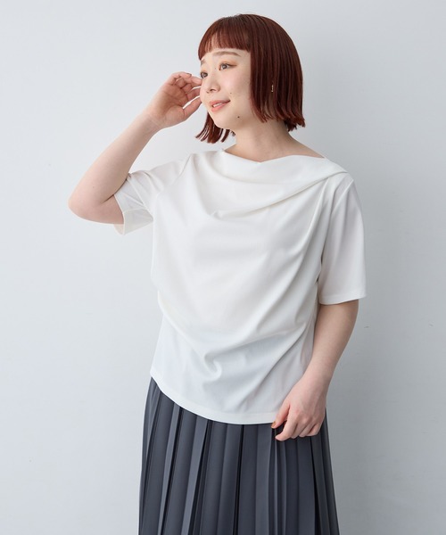 anyfee(エニフィー)の「【anyfee/大きいサイズ】ドレープリブTシャツ(Tシャツ/カットソー・レディース・ブラック/オフホワイト・LL1/3L1/4L1/5L1)」の17枚目の写真