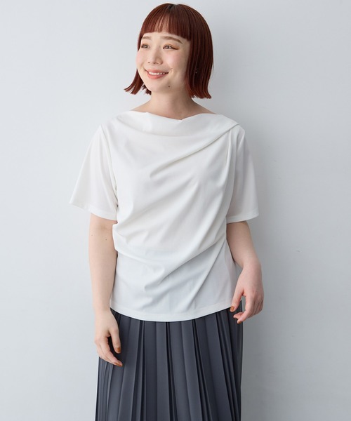 anyfee(エニフィー)の「【anyfee/大きいサイズ】ドレープリブTシャツ(Tシャツ/カットソー・レディース・ブラック/オフホワイト・LL1/3L1/4L1/5L1)」の16枚目の写真