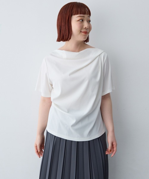 anyfee(エニフィー)の「【anyfee/大きいサイズ】ドレープリブTシャツ(Tシャツ/カットソー・レディース・ブラック/オフホワイト・LL1/3L1/4L1/5L1)」の15枚目の写真