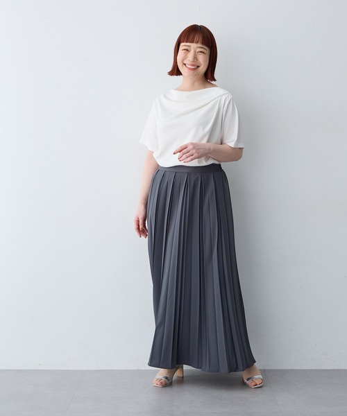 anyfee(エニフィー)の「【anyfee/大きいサイズ】ドレープリブTシャツ(Tシャツ/カットソー・レディース・ブラック/オフホワイト・LL1/3L1/4L1/5L1)」の7枚目の写真
