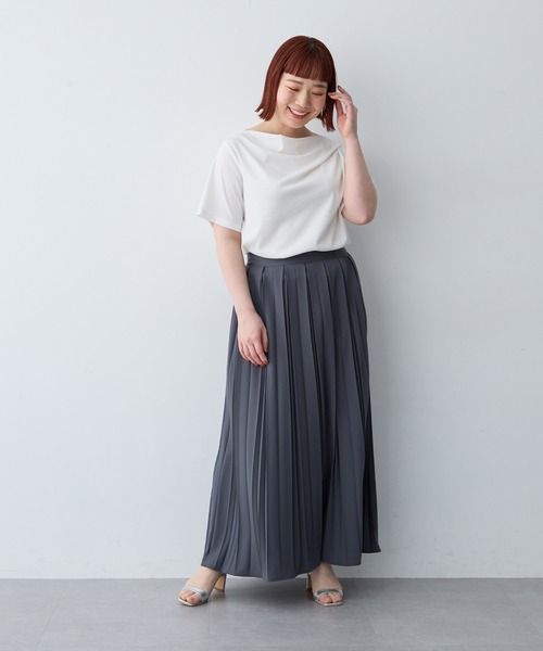 anyfee(エニフィー)の「【anyfee/大きいサイズ】ドレープリブTシャツ(Tシャツ/カットソー・レディース・ブラック/オフホワイト・LL1/3L1/4L1/5L1)」の6枚目の写真