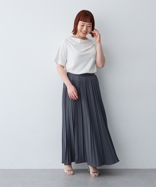 anyfee(エニフィー)の「【anyfee/大きいサイズ】ドレープリブTシャツ(Tシャツ/カットソー・レディース・ブラック/オフホワイト・LL1/3L1/4L1/5L1)」の5枚目の写真