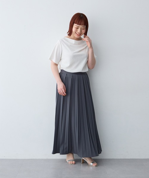 anyfee(エニフィー)の「【anyfee/大きいサイズ】ドレープリブTシャツ(Tシャツ/カットソー・レディース・ブラック/オフホワイト・LL1/3L1/4L1/5L1)」の4枚目の写真