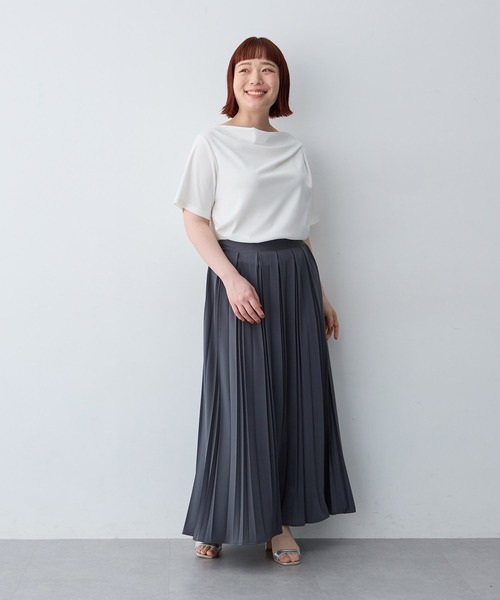 anyfee(エニフィー)の「【anyfee/大きいサイズ】ドレープリブTシャツ(Tシャツ/カットソー・レディース・ブラック/オフホワイト・LL1/3L1/4L1/5L1)」の3枚目の写真