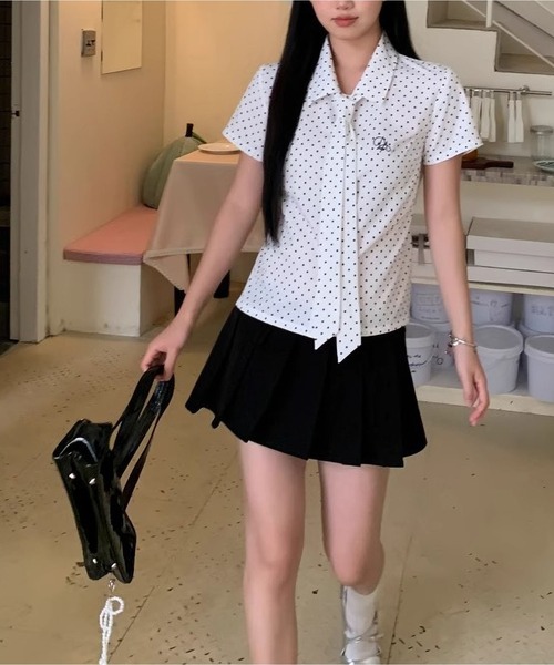 MAISON DE THERESE（メゾン ド テレーズ）の「【夏新作】ドットシャツ　ヴィンテージモダンな大人フェミニンコーデの定番アイテム　タイブラウス（シャツ/ブラウス・レディース・White・M）」の16枚目の写真