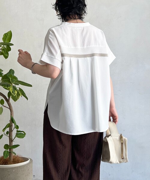 un dix cors(アンディコール)の「麻調スキッパーバックテープシャツ(シャツ/ブラウス・レディース・グレー/ブラック/ブラウン/オフホワイト・FREE)」の6枚目の写真