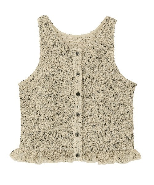 CLANE(クラネ)の「CLANE/クラネ/GATHER NO SLEEVE TOPS(ベスト・レディース・ブラック/アイボリー・1)」の2枚目の写真