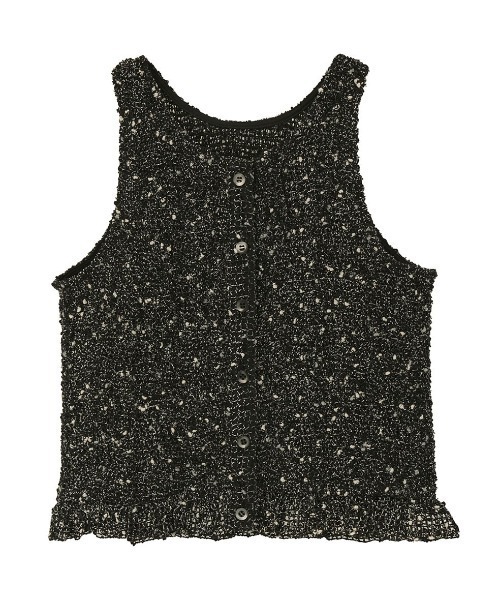 CLANE(クラネ)の「CLANE/クラネ/GATHER NO SLEEVE TOPS(ベスト・レディース・ブラック/アイボリー・1)」の1枚目の写真