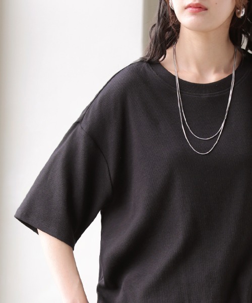 HUG.U(ハグユー)の「とろリブ。超のびる リラクシーTシャツ(Tシャツ/カットソー・レディース・ダークグレー/レッド/ブルー/イエロー/ホワイト/ブラック/パープル・FREE)」の16枚目の写真