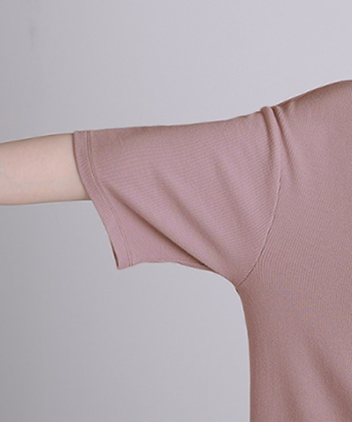 HUG.U(ハグユー)の「とろリブ。超のびる リラクシーTシャツ(Tシャツ/カットソー・レディース・ダークグレー/レッド/ブルー/イエロー/ホワイト/ブラック/パープル・FREE)」の9枚目の写真