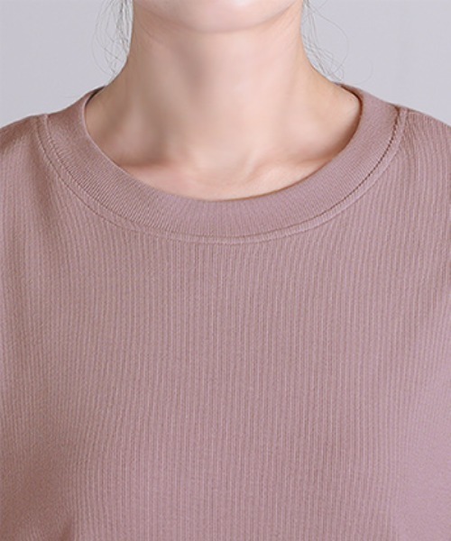 HUG.U(ハグユー)の「とろリブ。超のびる リラクシーTシャツ(Tシャツ/カットソー・レディース・ダークグレー/レッド/ブルー/イエロー/ホワイト/ブラック/パープル・FREE)」の11枚目の写真