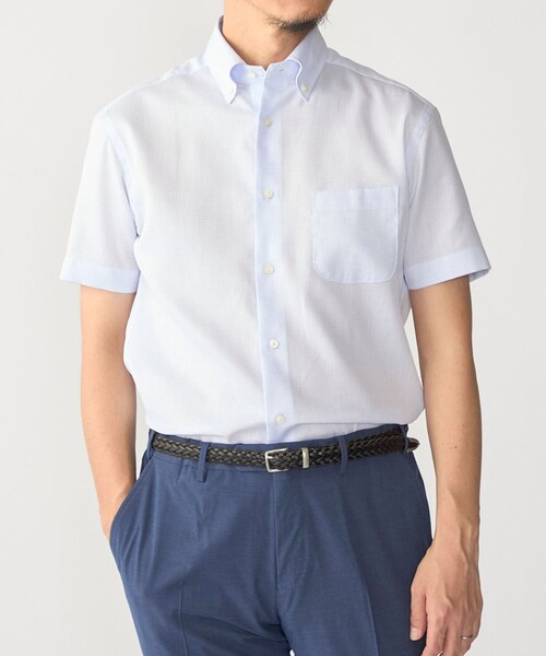 SHIPS(シップス)の「SHIPS:〈接触冷感〉ICE COTTON ワッフル ボタンダウン 半袖 シャツ(ビジネスシャツ・メンズ・ライトブルー/ホワイト/ピンク・SMALL/MEDIUM/LARGE/X-LARGE)」の3枚目の写真