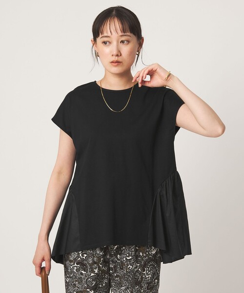 green label relaxing(グリーンレーベルリラクシング)の「エアリー ボリューム カットソー 接触冷感(Tシャツ/カットソー・レディース・オフホワイト/ブラック/ダークブラウン・FREE)」の3枚目の写真