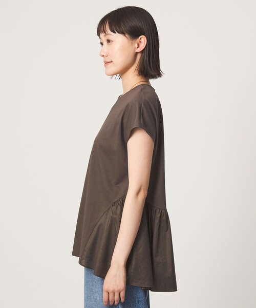 green label relaxing(グリーンレーベルリラクシング)の「エアリー ボリューム カットソー 接触冷感(Tシャツ/カットソー・レディース・オフホワイト/ブラック/ダークブラウン・FREE)」の19枚目の写真