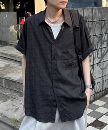 Chikashitsu + | 【Chikashitsu +】carrot check half sleeve shirt (2color) / 【チカシツプラス】オーバーサイズキャロットチェック半袖シャツ(シャツ/ブラウス)