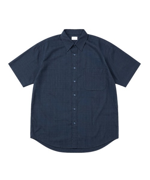 Chikashitsu +(チカシツプラス)の「【Chikashitsu +】carrot check half sleeve shirt (2color) / 【チカシツプラス】オーバーサイズキャロットチェック半袖シャツ(シャツ/ブラウス・メンズ・ブラック/ネイビー・ONE SIZE)」の8枚目の写真