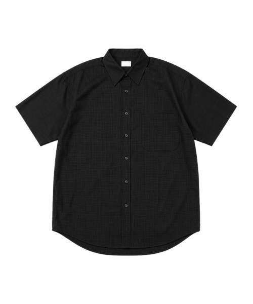Chikashitsu +(チカシツプラス)の「【Chikashitsu +】carrot check half sleeve shirt (2color) / 【チカシツプラス】オーバーサイズキャロットチェック半袖シャツ(シャツ/ブラウス・メンズ・ブラック/ネイビー・ONE SIZE)」の3枚目の写真