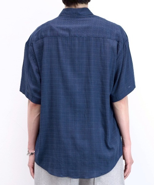Chikashitsu +(チカシツプラス)の「【Chikashitsu +】carrot check half sleeve shirt (2color) / 【チカシツプラス】オーバーサイズキャロットチェック半袖シャツ(シャツ/ブラウス・メンズ・ブラック/ネイビー・ONE SIZE)」の5枚目の写真
