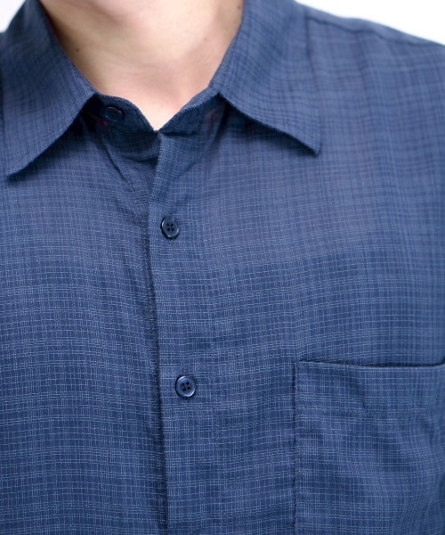 Chikashitsu +(チカシツプラス)の「【Chikashitsu +】carrot check half sleeve shirt (2color) / 【チカシツプラス】オーバーサイズキャロットチェック半袖シャツ(シャツ/ブラウス・メンズ・ブラック/ネイビー・ONE SIZE)」の7枚目の写真