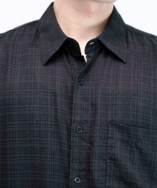 Chikashitsu +(チカシツプラス)の「【Chikashitsu +】carrot check half sleeve shirt (2color) / 【チカシツプラス】オーバーサイズキャロットチェック半袖シャツ(シャツ/ブラウス・メンズ・ブラック/ネイビー・ONE SIZE)」の9枚目の写真