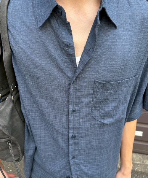 Chikashitsu +(チカシツプラス)の「【Chikashitsu +】carrot check half sleeve shirt (2color) / 【チカシツプラス】オーバーサイズキャロットチェック半袖シャツ(シャツ/ブラウス・メンズ・ブラック/ネイビー・ONE SIZE)」の19枚目の写真