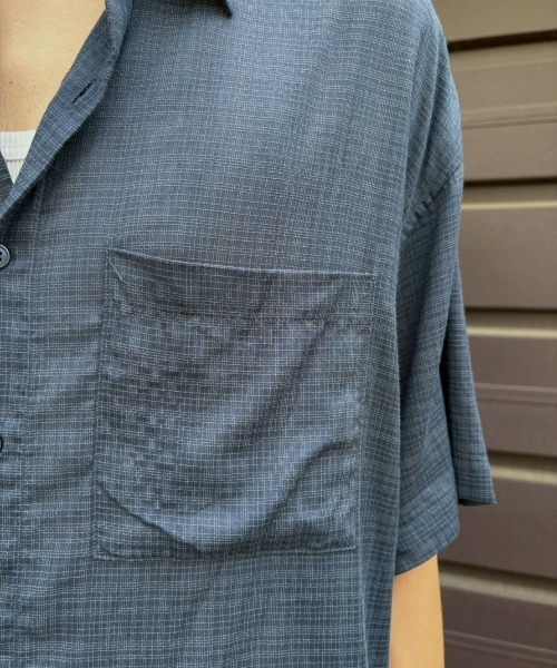 Chikashitsu +(チカシツプラス)の「【Chikashitsu +】carrot check half sleeve shirt (2color) / 【チカシツプラス】オーバーサイズキャロットチェック半袖シャツ(シャツ/ブラウス・メンズ・ブラック/ネイビー・ONE SIZE)」の20枚目の写真
