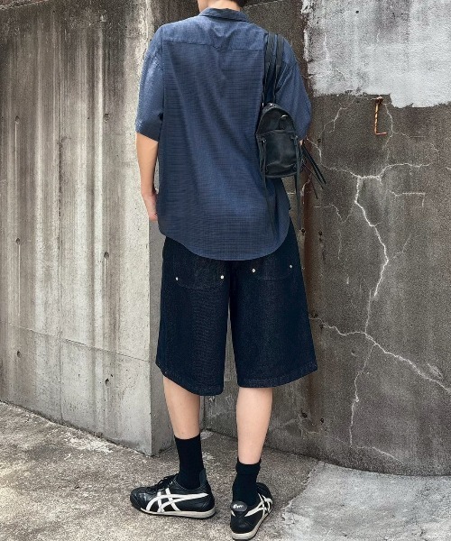 Chikashitsu +(チカシツプラス)の「【Chikashitsu +】carrot check half sleeve shirt (2color) / 【チカシツプラス】オーバーサイズキャロットチェック半袖シャツ(シャツ/ブラウス・メンズ・ブラック/ネイビー・ONE SIZE)」の18枚目の写真