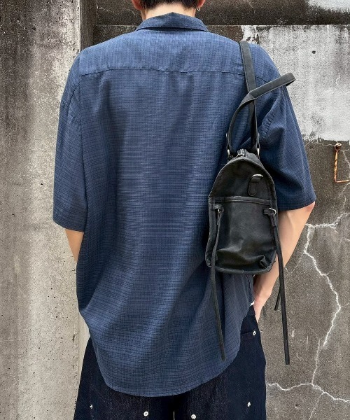 Chikashitsu +(チカシツプラス)の「【Chikashitsu +】carrot check half sleeve shirt (2color) / 【チカシツプラス】オーバーサイズキャロットチェック半袖シャツ(シャツ/ブラウス・メンズ・ブラック/ネイビー・ONE SIZE)」の14枚目の写真