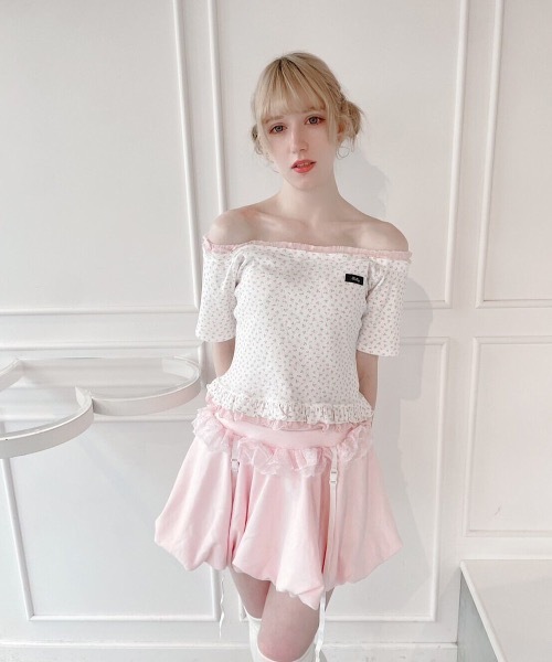 lilLilly(リルリリー)の「レースレイヤードトップス(Tシャツ/カットソー・レディース・アイボリー/ホワイト系その他/グレー・FREE)」の9枚目の写真