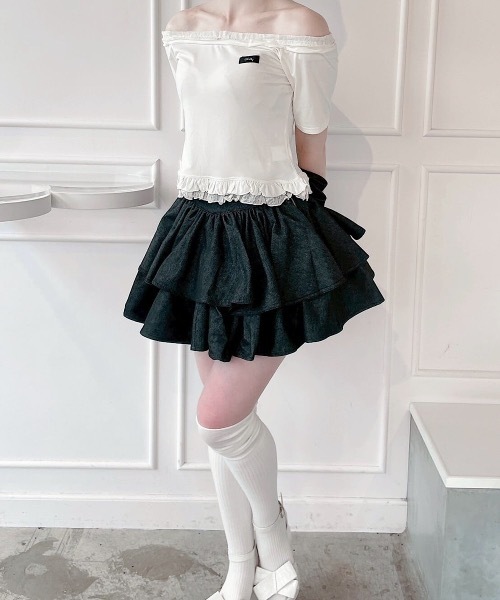 lilLilly(リルリリー)の「レースレイヤードトップス(Tシャツ/カットソー・レディース・アイボリー/ホワイト系その他/グレー・FREE)」の13枚目の写真